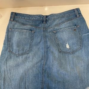 Jean skirt. Not super short perfect length!